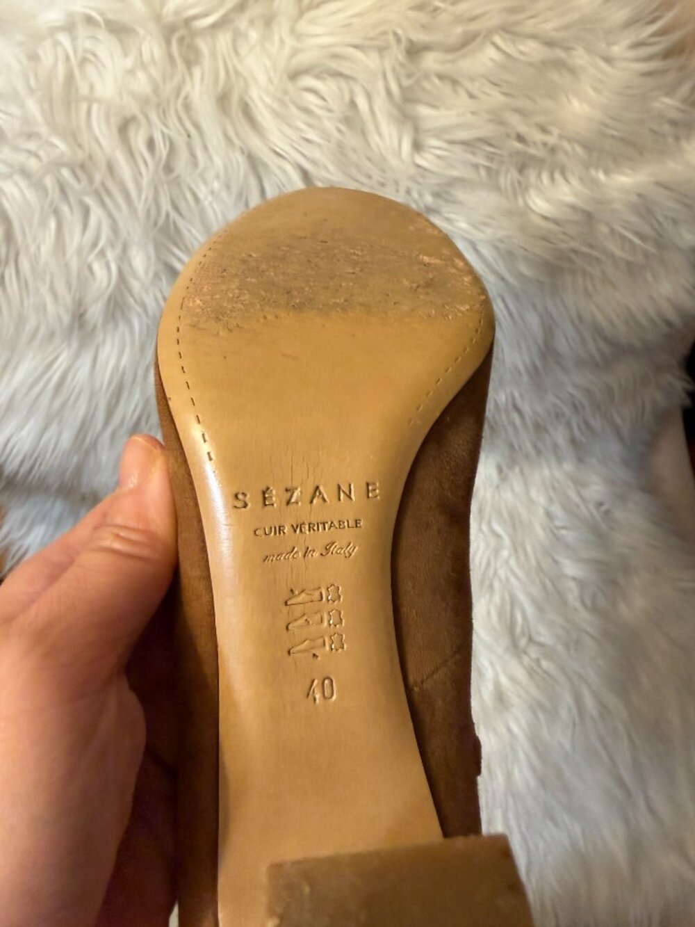 Sézane Valentina Camel Suede Lace-Up Pumps 40 - Picture 6 of 8